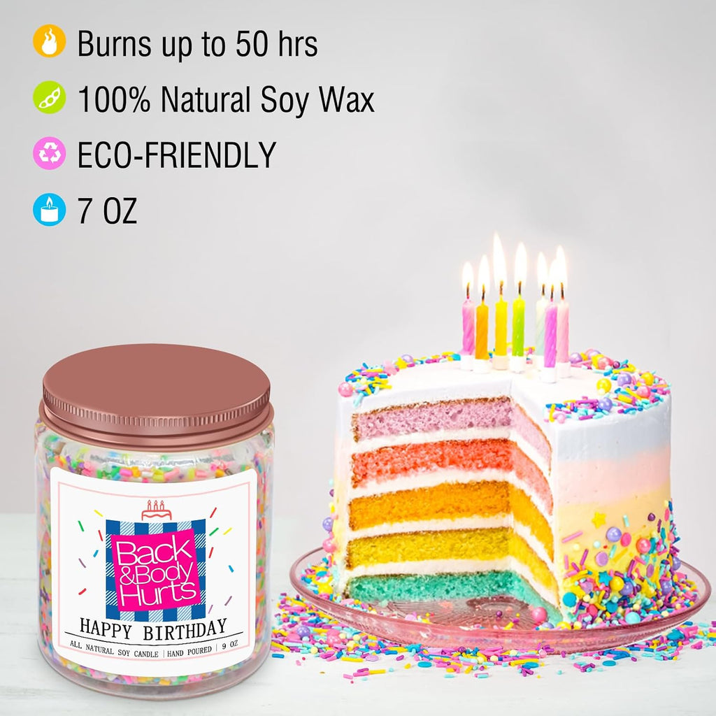 Homsolver Birthday Candles Gift for Her and Him, Birthday Gifts for Women Men, Unique Best Friend Gift Ideas -Back & Body Hurts Happy Birthday Candle