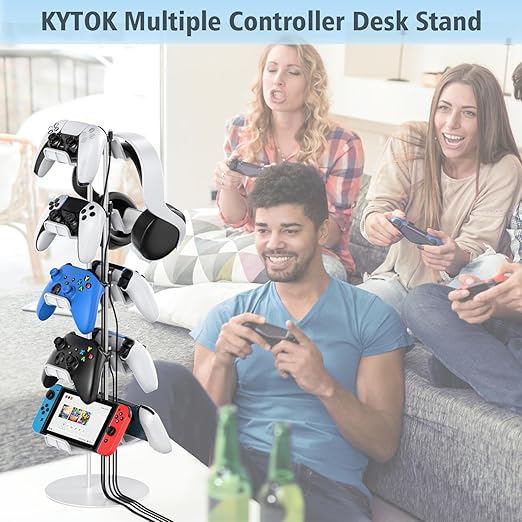 Kytok Gamer Gifts, Headset Stand 5 Tiers with Cable Organizer, Controller Stand Compatible with PS5/Xbox/Nintendo Switch/PS Portal/PS4, Headset Holder & Controller Holder for 10 Packs Controller