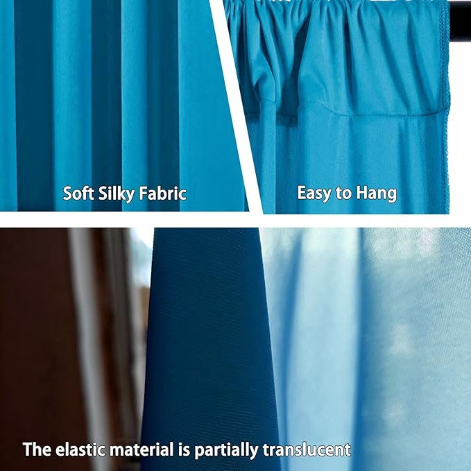 10 x 10 Feet Lake Blue Backdrop Curtain for Partie, Background Curtains for Photoshoot, Birthday, Wedding, Halloween, Thanksgiving, Christmas Day, New Year Party Decorations 5Ft x 10Ft, 2 Panels