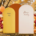 SoarDream Double-Sided Wedding Arch Backdrop Cover 6FT 6.6FT 7.2FT Set of 3 Spandex Fitted Arch Wall Stretchy Backdrop Covers Yellow Beige Pumpkin for Fall Decoration Birdal Shower Stand Decorations