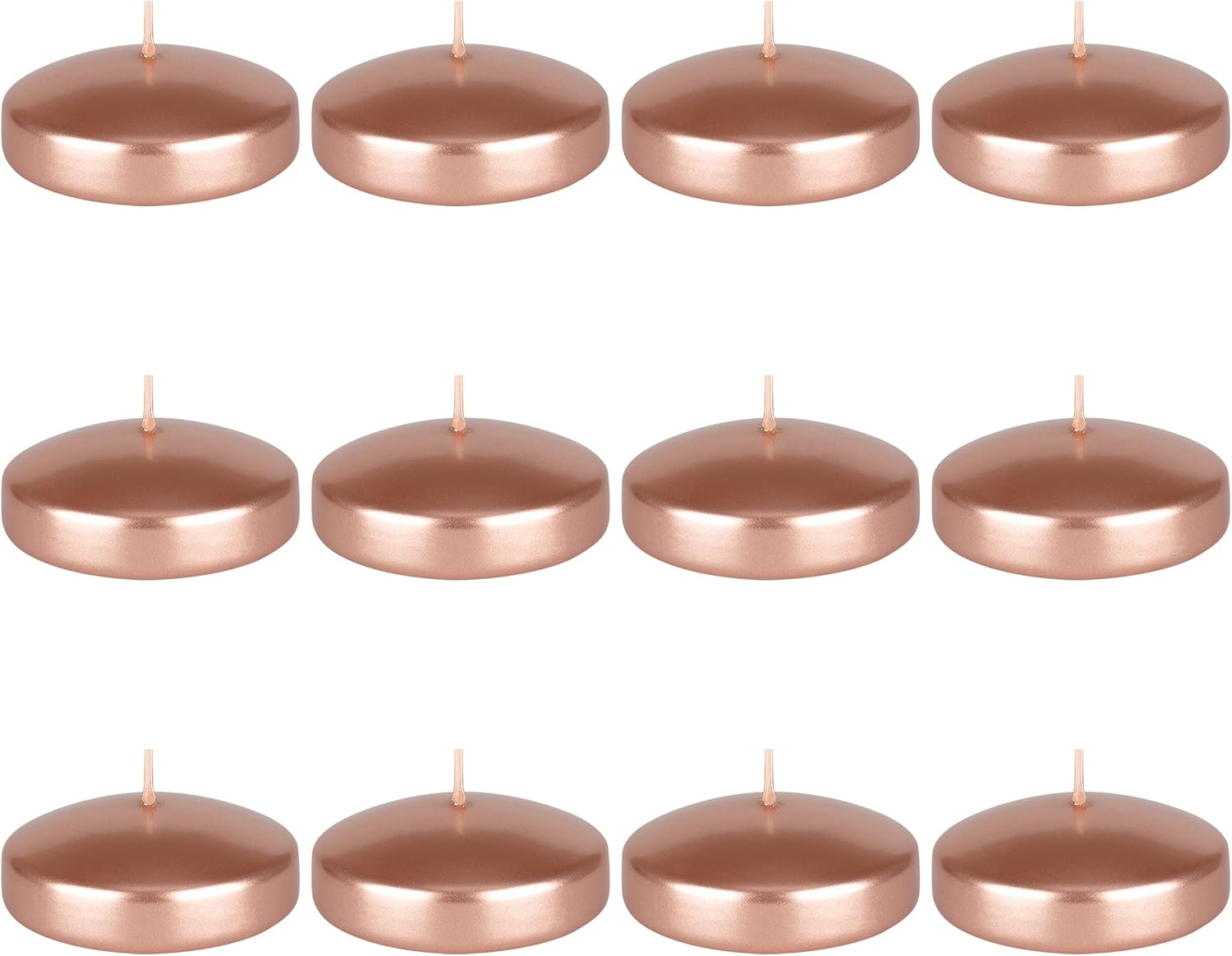 Mega Candles 12 pcs Unscented Rose Gold Floating Candles, Hand Poured Wax Candle 3 Inch Diameter, Home Décor, Wedding Receptions, Centerpieces, Occasions, Events, Festivities, Meditations, Spas
