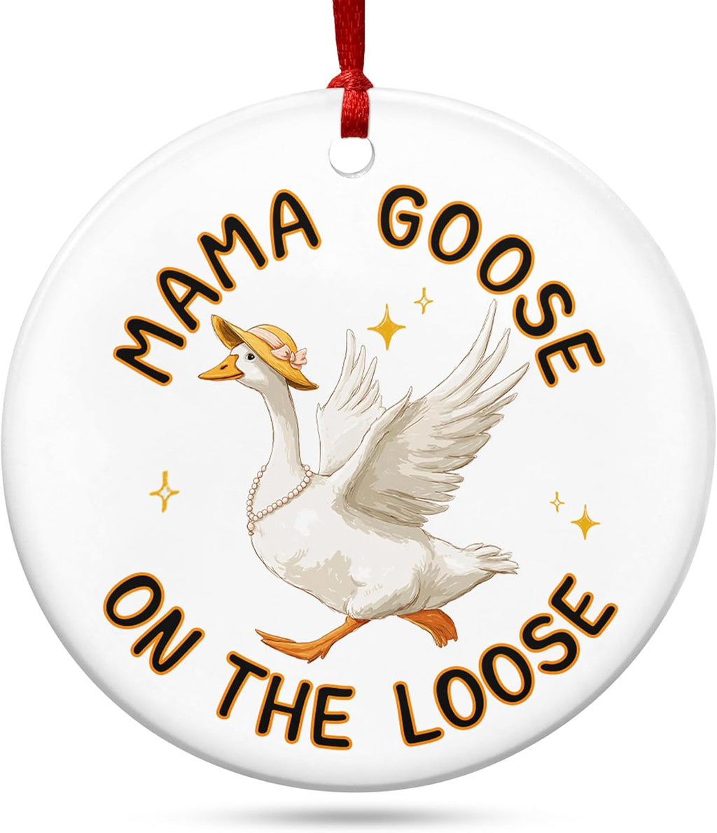 TEEZWONDER Christmas Funny Goose Gifts for Mom from Daughter Son - Ceramic Christmas Ornaments 2025 for Tree Decorations - Mother in Law New Mom Gifts for Xmas Decorations, Stocking Stuffers for Women