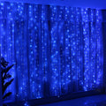 HXWEIYE 300LED Fairy Curtain Lights, 9.8x9.8Ft USB Plug-in 8 Modes Christmas String Hanging Lights with Remote for Bedroom Backdrop Wedding Party Indoor Wall Decor, Blue