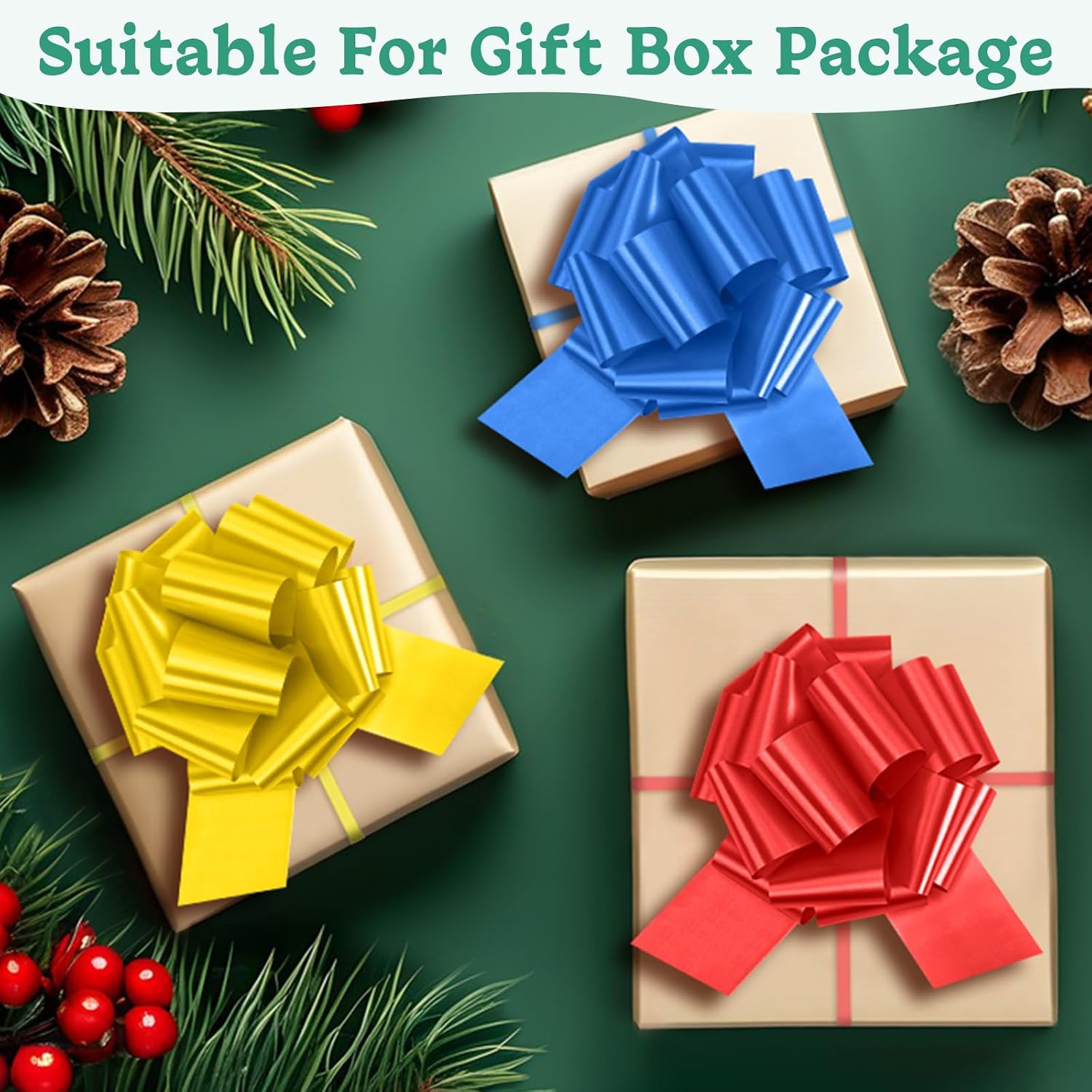 TUXIYA 40PCS 6 Inch Large Pull Bows,20 Colors Bow for Gift Wrapping,Reusable Birthday Ribbon Bow for Wrapping Boxes & Decorative Accents