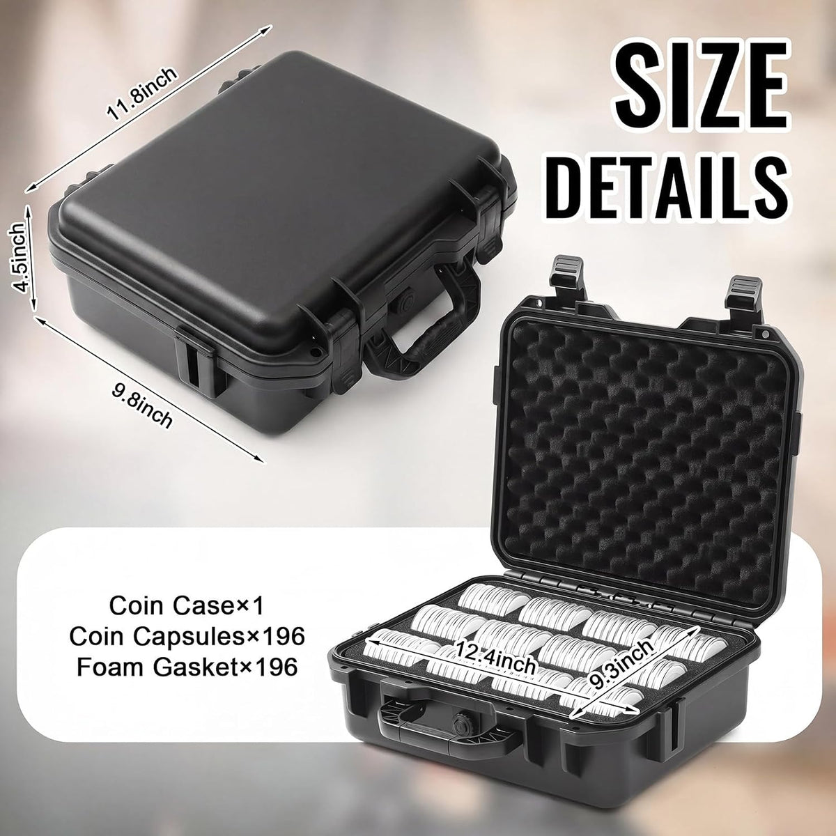 Affrolling 96 Pcs Coin Storage Box with Handle, Hard Capsule Case, 196 Pcs 10...