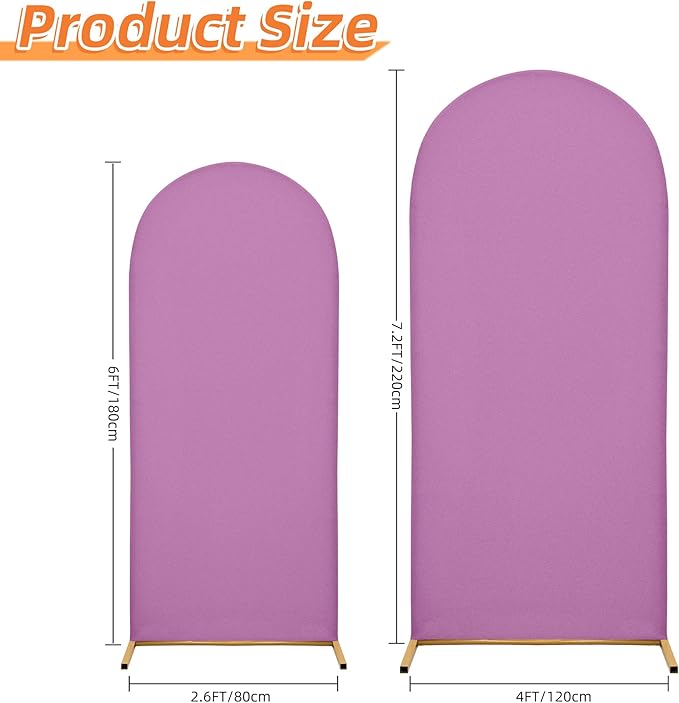 Wedding Arch Covers Arch Backdrop Cover Arch Stand Covers 7.2FT 6FT Set of 2 Arch Cover Spandex Fabric Stretchy Backdrop for Wedding Birthday Party Decoration Baby Shower (Lilac)
