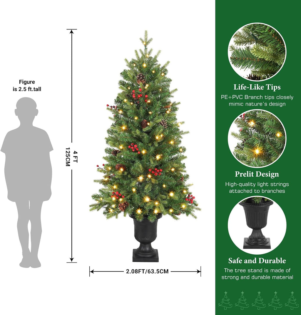 alupssuc 4ft prelit plug-in artificial christmas tree with, close-up detail