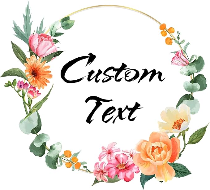 Custom Stickers for Weddings, Birthdays & Businesses - Personalized Labels with Your Logo - Waterproof, Fade and Heat Resistant - Pack of 100-1000 (Wreath E, 1.5 Inch)