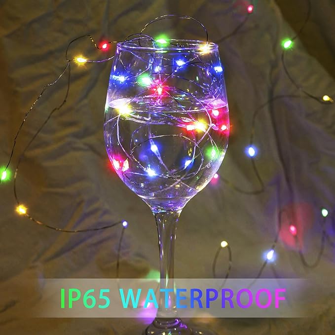 50 Pack Fairy Lights 7Ft 20 LED Twinkle String Lights 3 Modes Battery Operated Waterproof Firefly Starry for Mason Jar Party Wedding Christmas Valentines Day Table Centerpieces,Multicolor