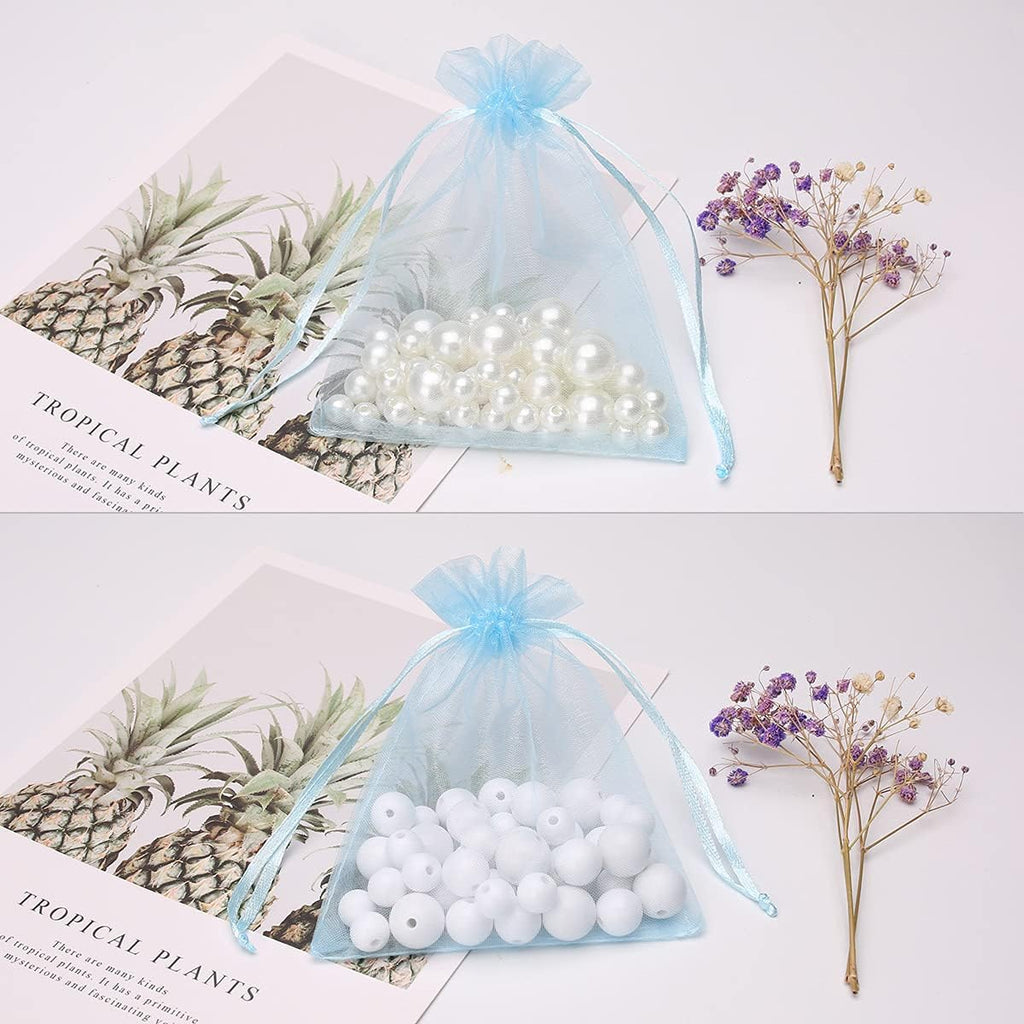 Akstore 100PCS 4x6(10x15cm) Drawstring Organza Jewelry Favor Pouches Wedding Party Festival Gift Bags Candy Bags (Pale Blue)