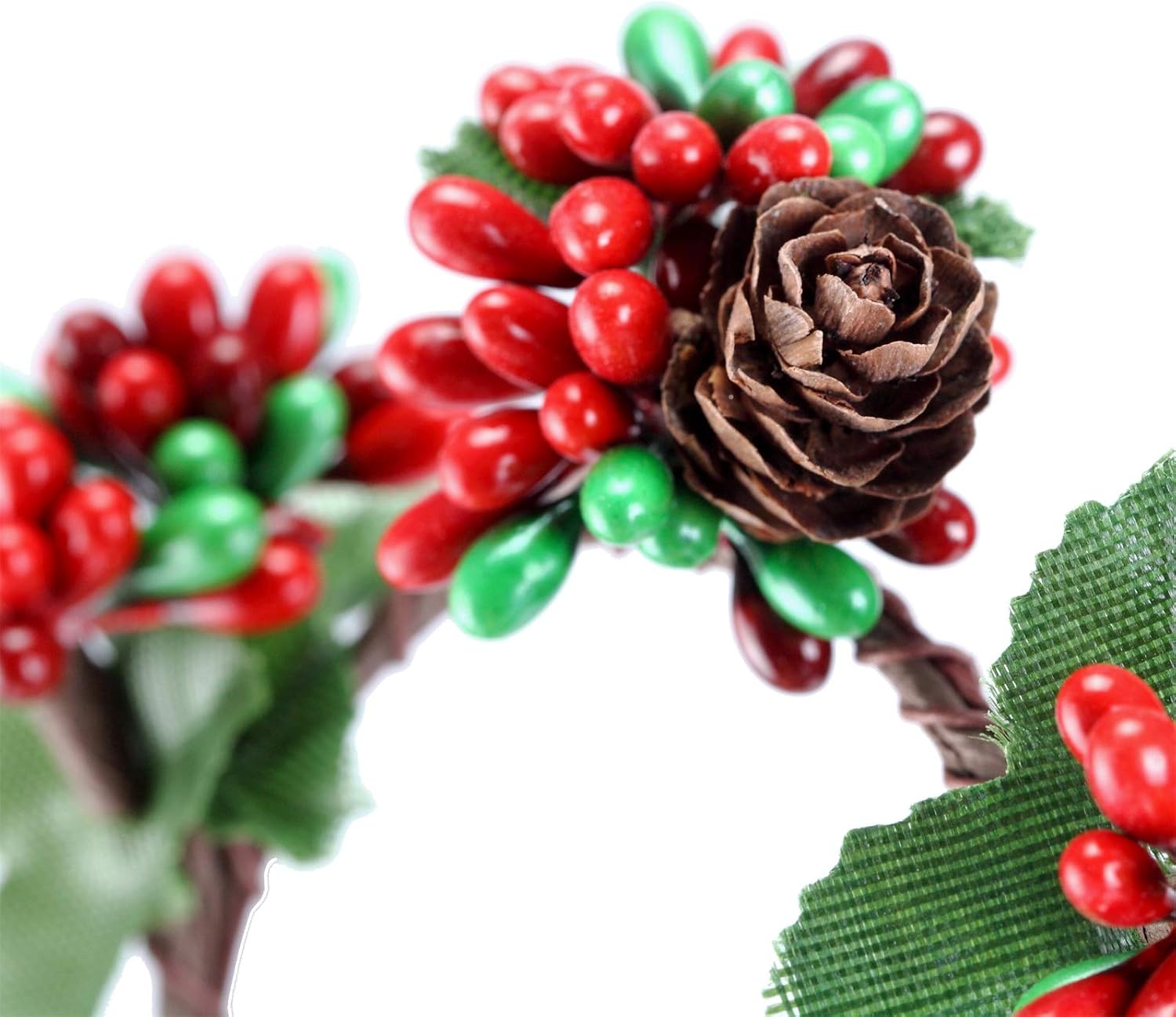 BinaryABC Christmas Candle Rings Wreaths,Red Berry Candle Rings,Christmas Candle Holder Rings,Christams Decorations,2Pcs(Internal Diameter About 2.36in)