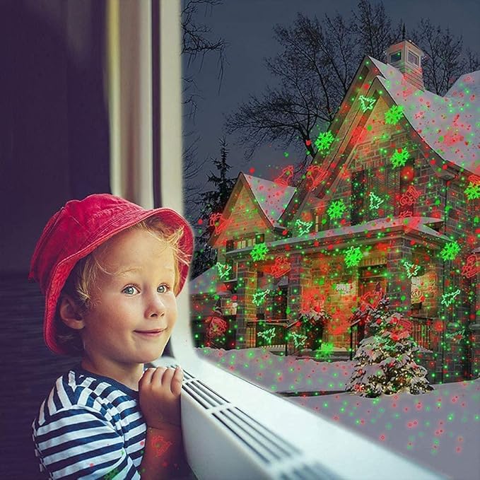 Laser Christmas Projector Lights Outdoor: Waterproof Outdoor Christmas Decorations Laser Light, Projection Christmas Lights for Outside with 5 Patterns, Xmas Spotlight for Yard Garden Holiday Party