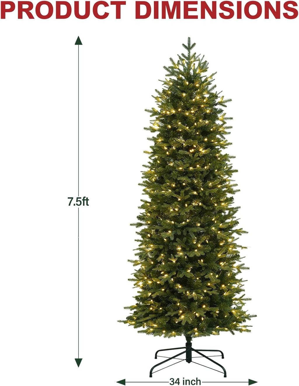 hykolity 7.5 ft prelit pencil christmas tree with, package contents