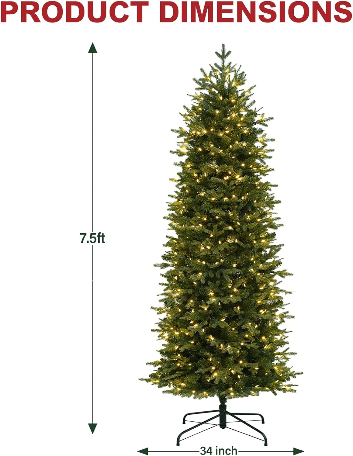 hykolity 7.5 ft prelit pencil christmas tree with, package contents