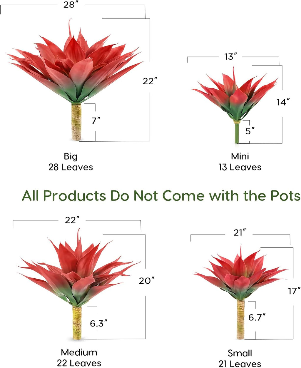 velener fall fake agave artificial plant, red fake shown in use