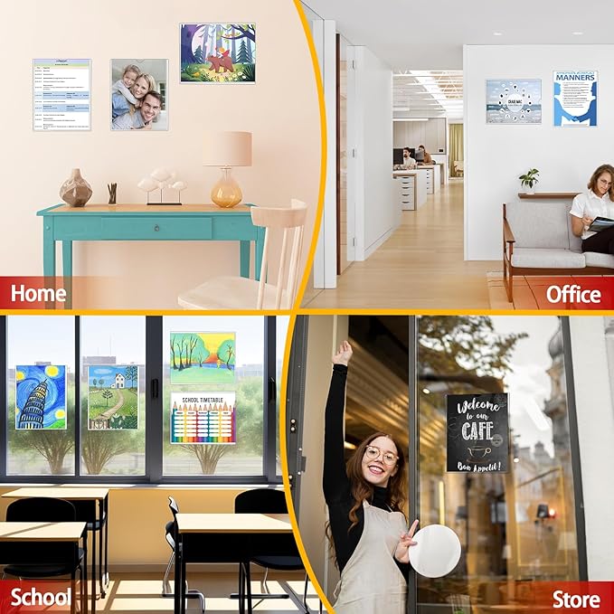Magnetic Sign Holder 8.5 x 11 - Rigid Plastic Wall Sign Holder Reusable Adhesive Frames, Magnetic Frame for Refrigerator Door Window, Clear Rigid Print Protectors for Paper Picture, 5 Pack