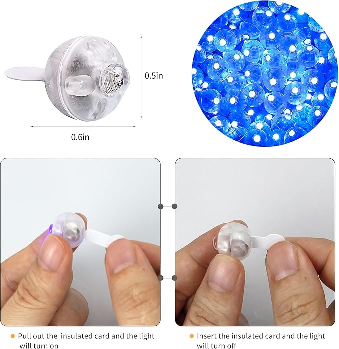 Aogist 100pcs Balloon Lights,Long Standby Time Waterproof Twinkle Mini Light,Battery Powered,Round LED Ball Lamp for Latex Balloon Paper Lantern Party Wedding Christmas Halloween Decorative,Blue-Flash