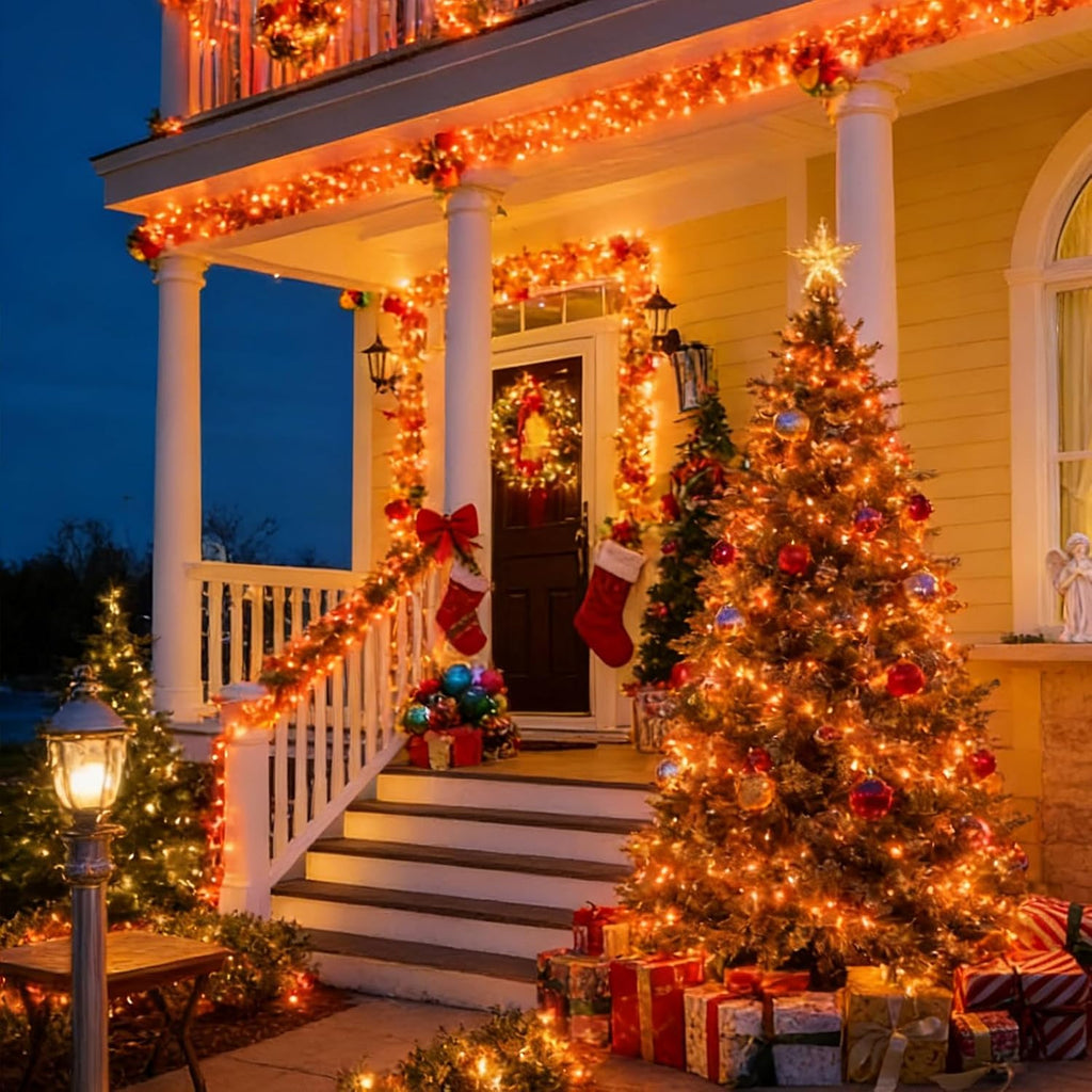 LAMPHOME Orange Thanksgiving Mini Lights, 21.6FT100 LED Autumn Fall String Lights,Connectable 120V Plug in for Outdoor Indoor Garden Party Halloween Christmas Xmas Tree Lights Yellow Decor