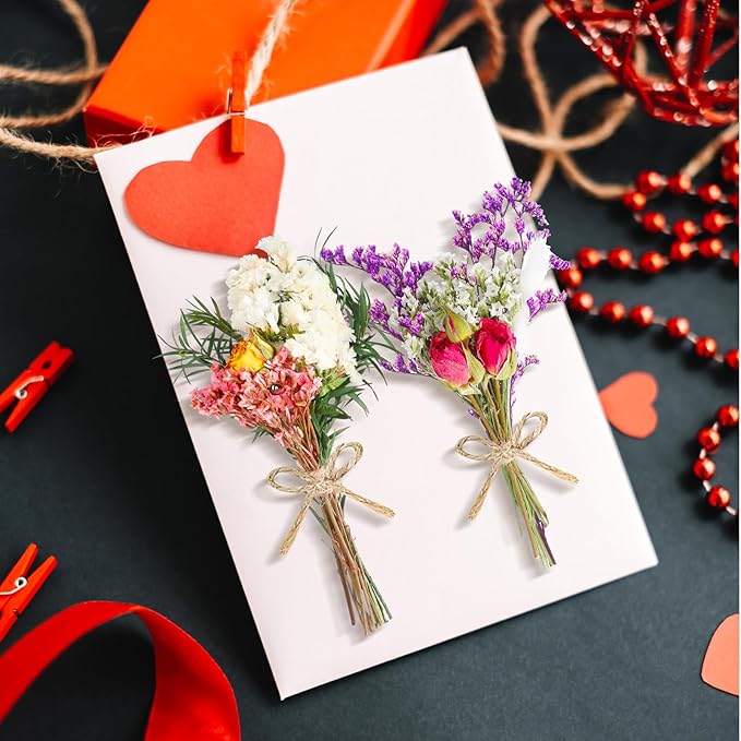 10/12/24/36 Pack Mini Dried Flowers for Vase Wedding Various Mini Bouquet Dried Small Wildflowers Natural Flowers Bulk for Crafts DIY Decor (12, Romantic Colour)