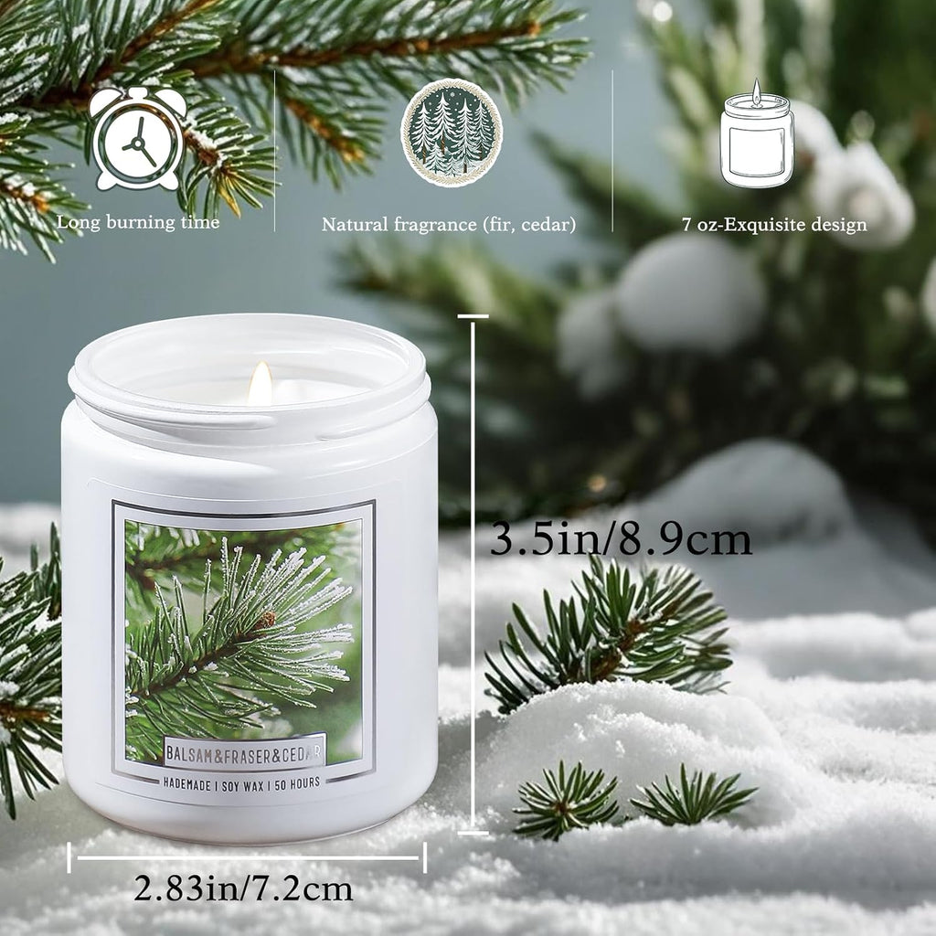 Homsolver Balsam Fir Pine Candle, Christmas Scented Candles, Holiday Natural Soy Candles with 50+ Hour Burn Time, Fir Cedar Tree Scent Gifts for Women Men, Wedding Favors for Guests, Souvenir Gifts
