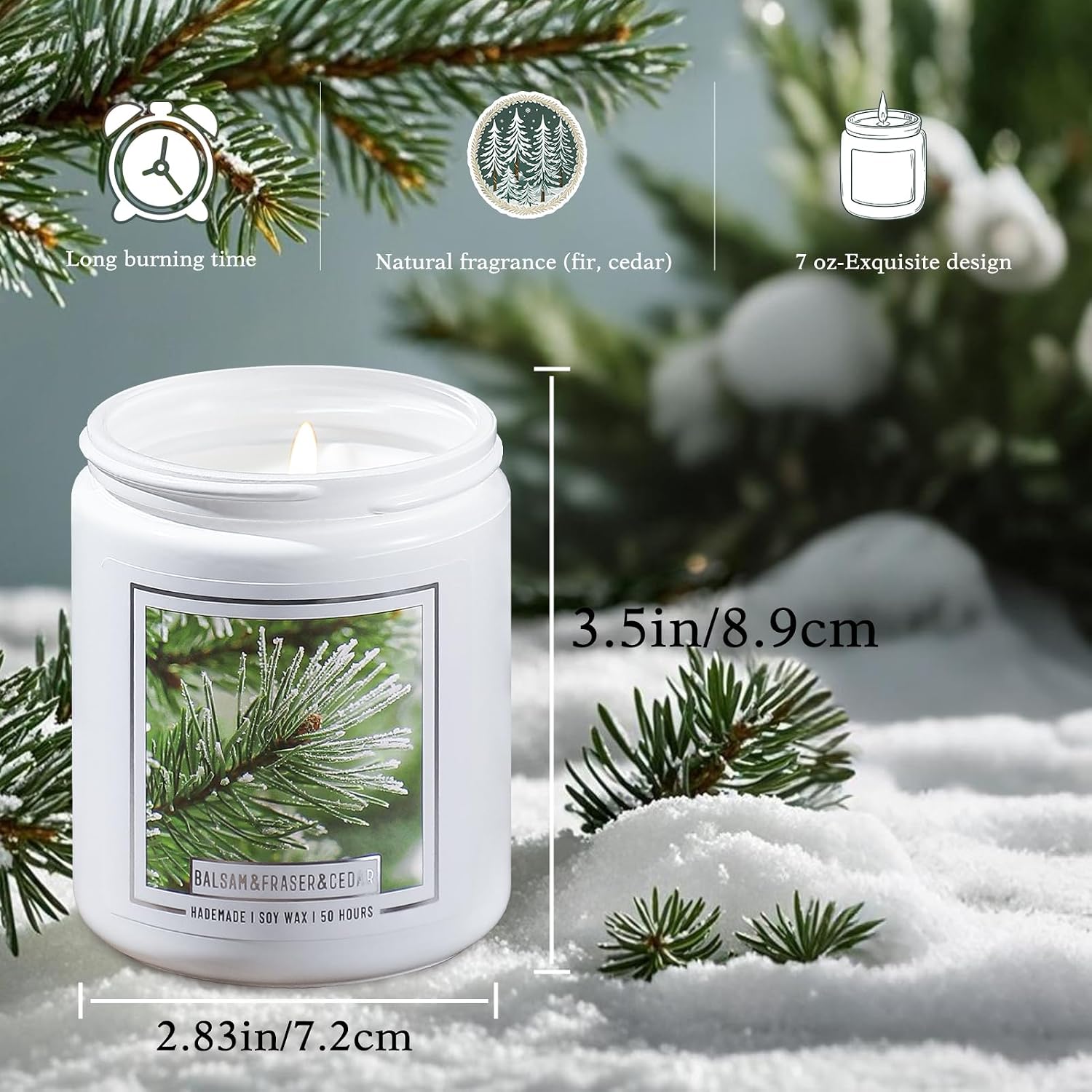 Homsolver Balsam Fir Pine Candle, Christmas Scented Candles, Holiday Natural Soy Candles with 50+ Hour Burn Time, Fir Cedar Tree Scent Gifts for Women Men, Wedding Favors for Guests, Souvenir Gifts