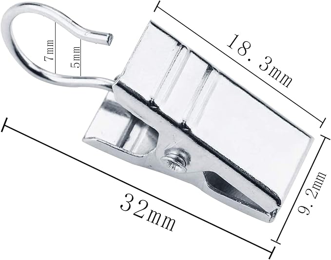 JANYUN 120 Pack Heavy-Duty Hook Clip Set Metal Curtain Clips for Curtain Photos Home Party Decoration Art Craft Display - Silver