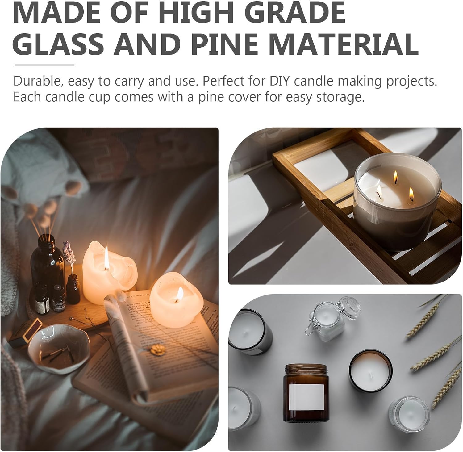 2pcs Creative Glass Candle Cups with Pine Covers Empty Candle Holders for Wedding and Banquet Decor Portable and Easy to Carry for Aromatherapy and Home