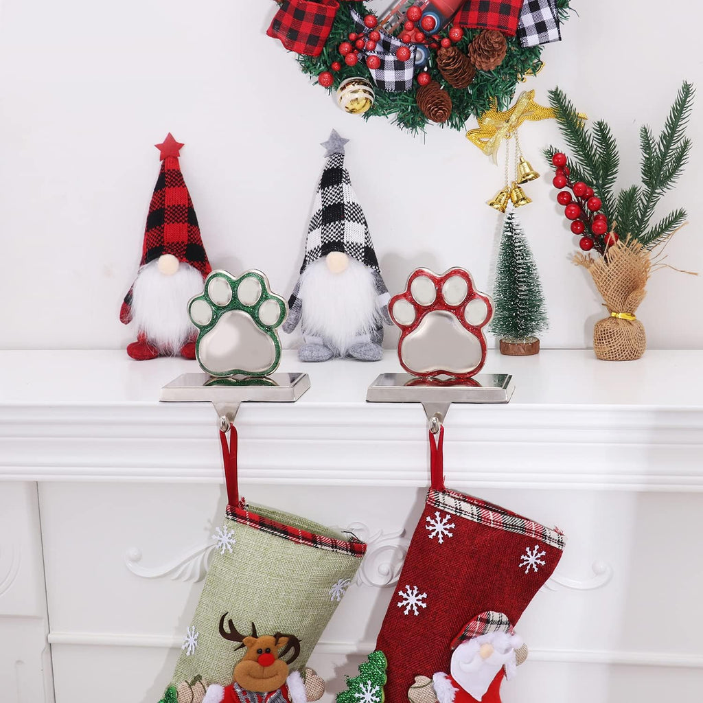 2set dog paw print stocking holder xmas stocking, close-up detail