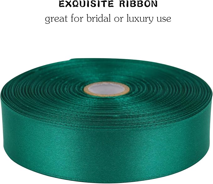 Teal Solid Satin Ribbon 1 Inch 50 Yards Solid Polyester Fabric Ribbon for Gift Wrapping Wedding Christmas Baby Shower Birthday Party Decoration Handmade Immortal Flower Craft
