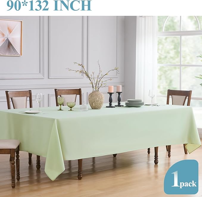 VidaFete Tablecloth 90*132inch Rectangle Table Cloth Polyester, Stain Wrinkle Resistant Polyester Dining Table Cover for Kitchen Dinning Party Wedding Rectangular Tabletop Buffet Decoration(Sagegreen)