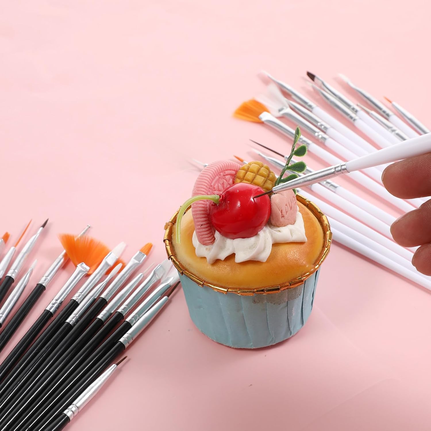 30 PCS Cookie Paint Brushes, Food Paint Brush Cake Decorating Brushes Cookie Decorating Brushes Food Safe Paint Brushes Kit Fondant Brush DIY Tool Set Icing Pastry Brush for Painting Baking, White