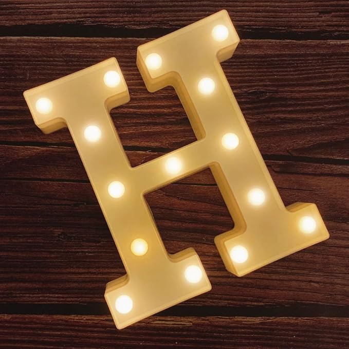MUMUXI Marquee Light Up Letters | Large Light Up Numbers | Battery Powered and Bright with Every Letter of The Alphabet | for Wedding, Birthday, Party, Celebration, Christmas or Home Decoration (H)