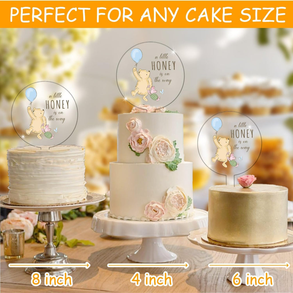Classic Winnie Cake Topper, The Pooh Baby Shower Decor,Party Decorations, The Pooh Cake Topper Acrylic for Baby Shower, Winnie Baby Shower Gender Reveal Birthday Party Decorations Centerpieces