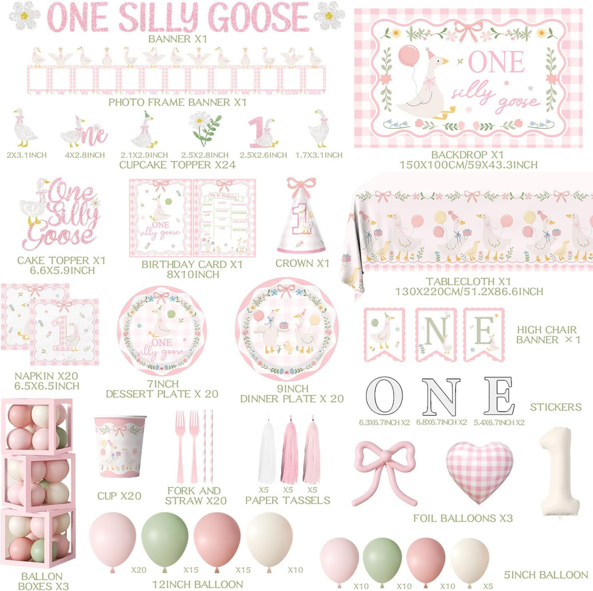 one silly goose birthday decor girl, silly goose, side view