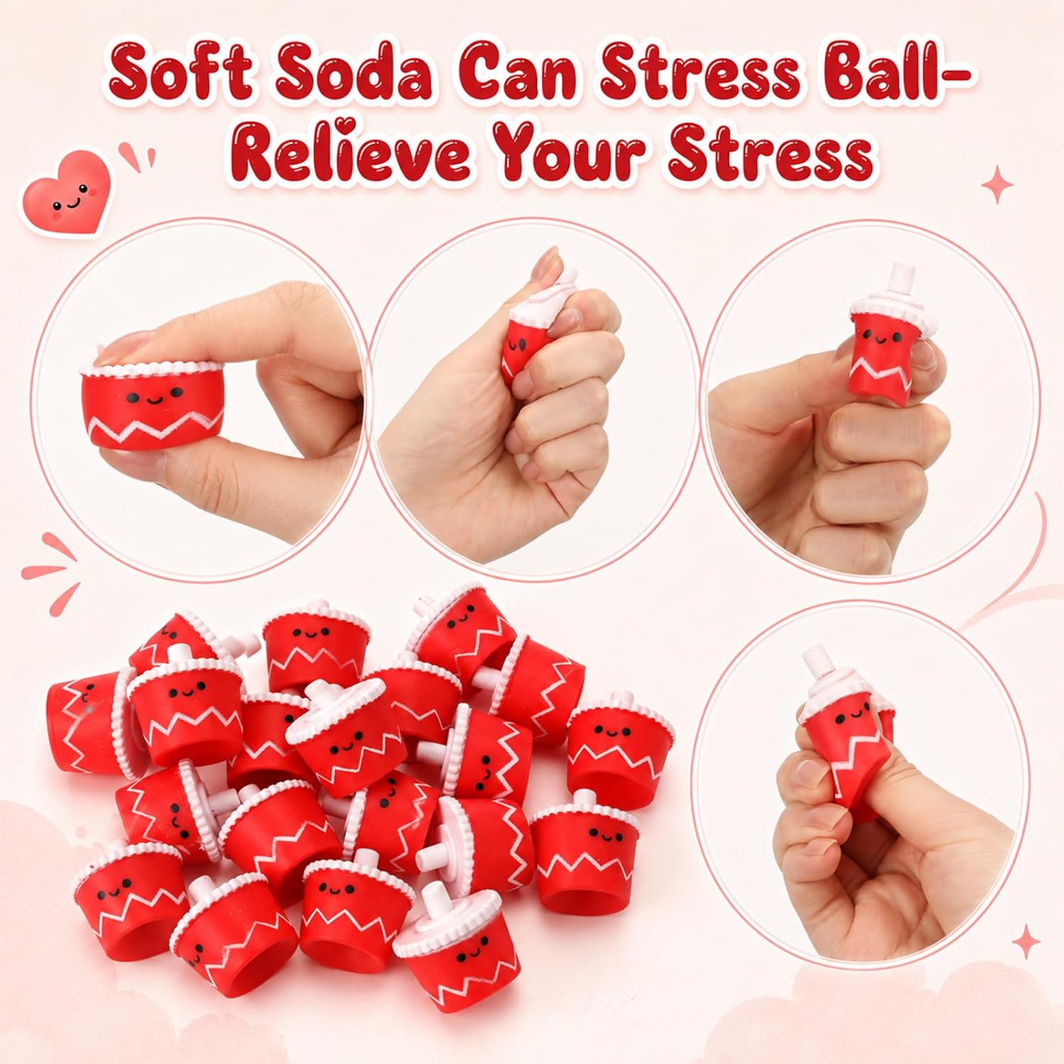 Thenshop 20 Pcs Cola Soda Cup Squeeze Soft Toy Stress Relief Fidget Toys Cola Soda Can Stress Ball Anxiety Relief Inspirational Back to School Appreciation Gift for Coworker Staff Birthday Party Favor