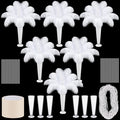 6 Sets Wedding Table Centerpiece Accessories Including 159 Pieces Natural Ostrich Feather Bulk Plastic Vases and Beads Necklaces for Wedding Home Party Centerpiece Supplies(White)