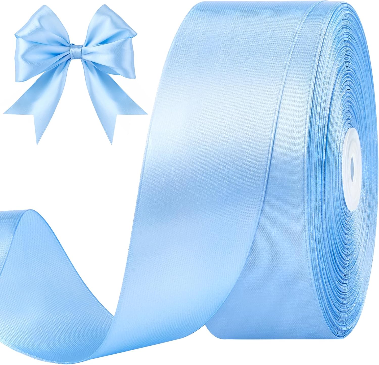 Light Blue Satin Ribbon, 1-1/2 Inches, 100 Yards | For Bows, Flower Bouquets, Gift Wrapping, Wedding, DIY Crafts