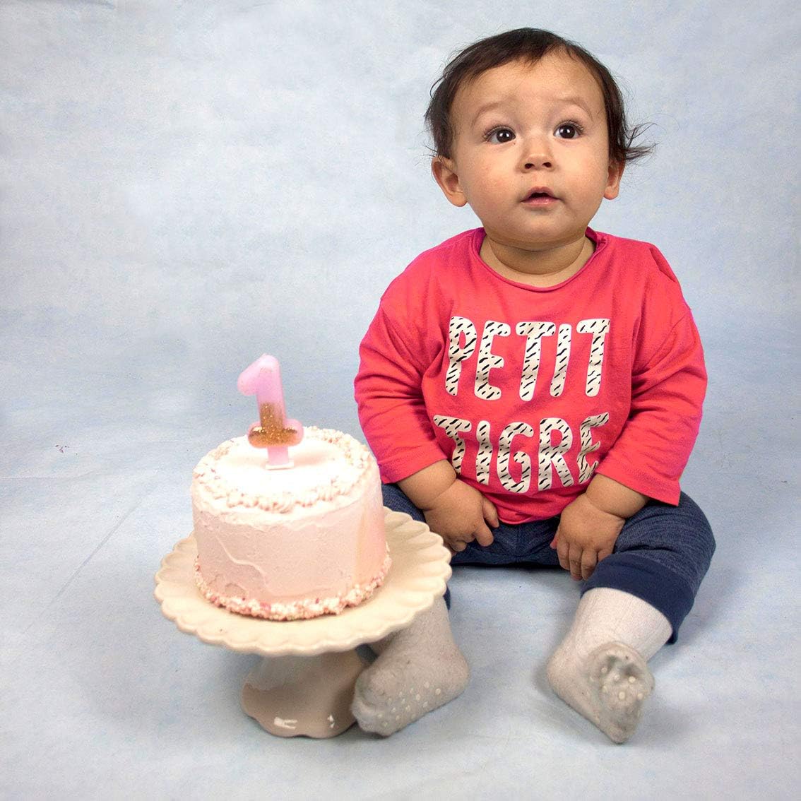 Talking Tables Pink Number 1 Birthday Candle with Gold Glitter, First Birthday Candle Girl, 1st Birthday Cake Topper
