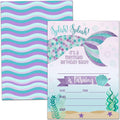 Birthday Party Invitation Cards, Mermaid Party Celebration, Splish Splash It's A Mermaid Birthday Bash Invite, Party Supplies, Favors, 20 Cards With 20 Envelopes – (meiRY03)