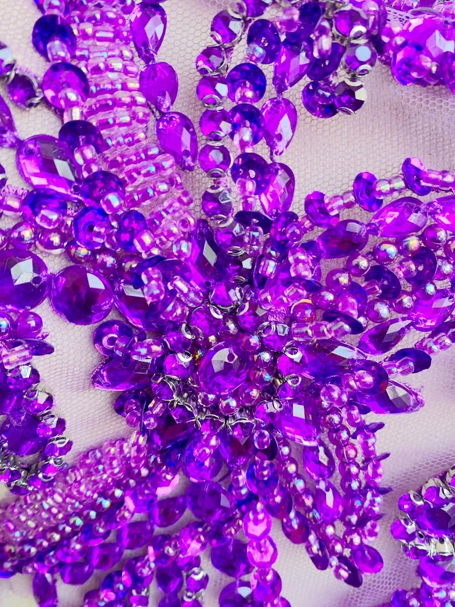 Handmade Rhinestones Applique DIY Handsewing Beads Sequins Trim Patch One Sho...