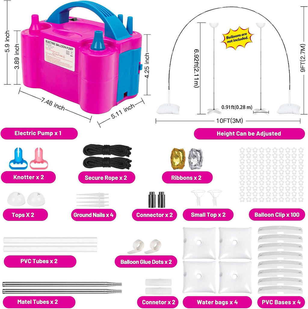 balloon arch kit and balloon column stand and shown in use