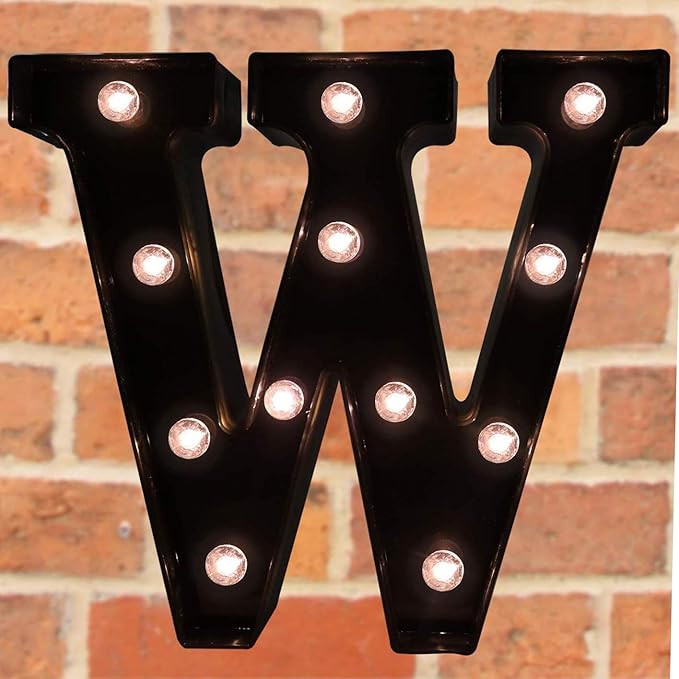 Decorative LED Illuminated Letter Marquee Sign - Alphabet Marquee Letters with Lights For Wedding Birthday Party Christmas Night Light Lamp Home Bar Decoration W, Black