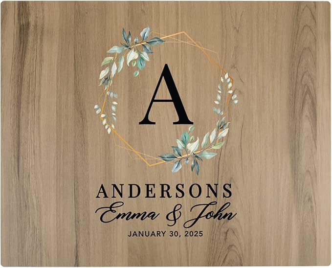 Andaz Press Large Wooden Welcome Sign for Wedding Rustic Welcome Sign 16" x 20" Custom Names & Date Geometric Greenery Fall Wedding Signage English Oak MDF Wood Finish Reception Indoor Outdoor Sign