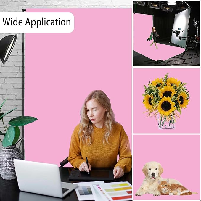 Pink Photography Backdrops, Photo Booth Video Shooting Photo Backdrop, Portrait Background for Photography, Photo Studio Pink Backdrops for Photoshoot 10x10ft
