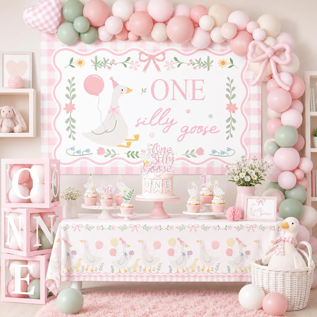 one silly goose birthday decor girl, silly goose, package contents