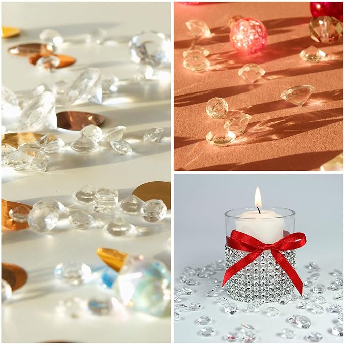 PATIKIL 14000Pcs Wedding Table Scatter Confetti Crystals 3mm Acrylic Diamonds Vase Fillers Gems for Table Centerpiece Decorations Bridal Shower Party, Navy Blue AB