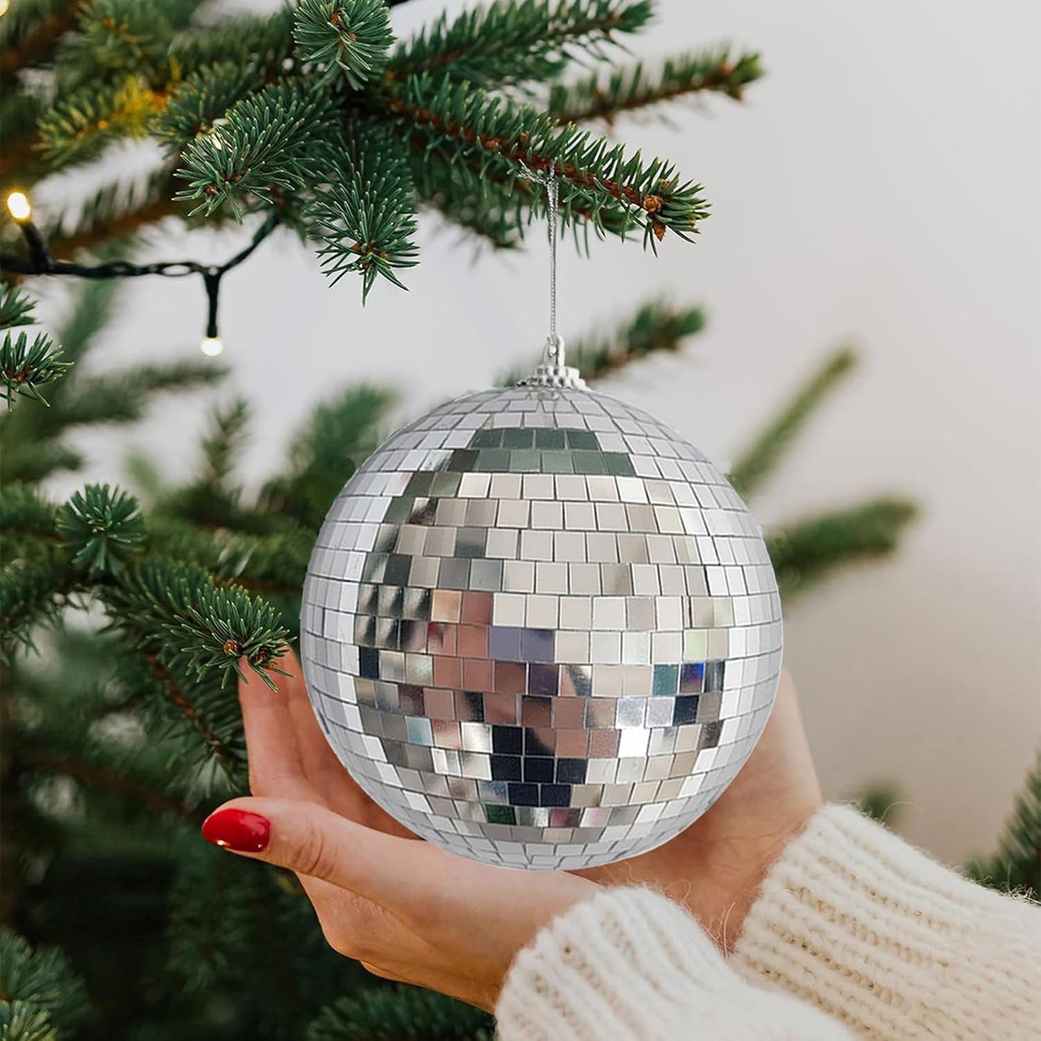 4Pcs Christmas Balls Ornaments for Xmas Tree - Shatterproof Christmas Ball Xmas Tree Decorations Hanging Ball Silver PET 4in x 4 Pack