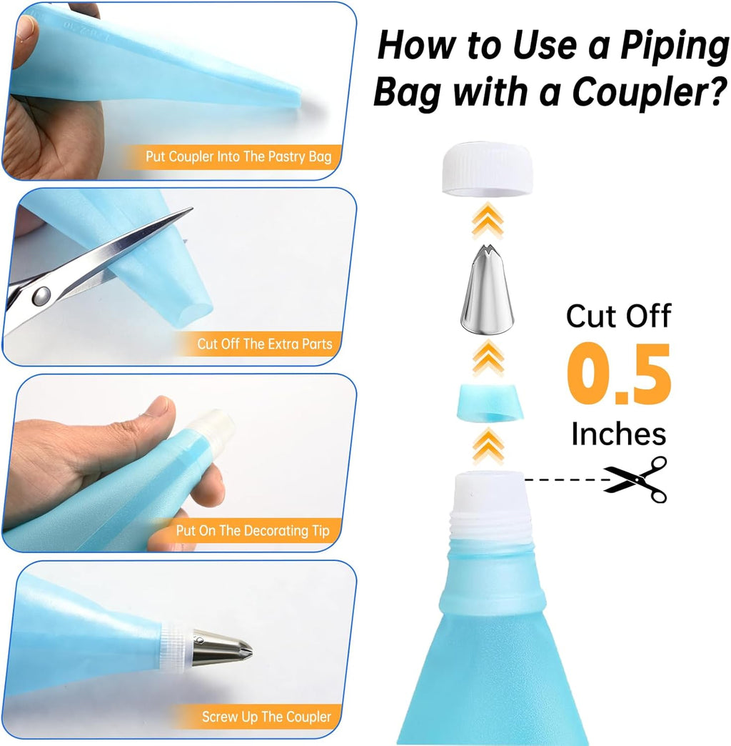 Cake Decorating Kit 35 Pieces - 24 Piping Tips Set with 12 Inch Turntable, Reusable Pastry Bag, Icing Spatula, Scraper, Couplers - Baking Tools for Beginners, Professional Cake Decorating Supplies