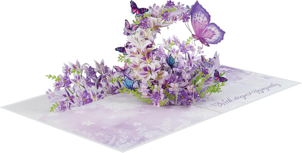 Moon Butterflies Pop Up Sympathy Cards with Envelopes, Sorry for Your Loss Card, Religious Pop Up Sympathy for Loss of Loved one, Mother, Father, Husband (PQ Moon Butterflies)