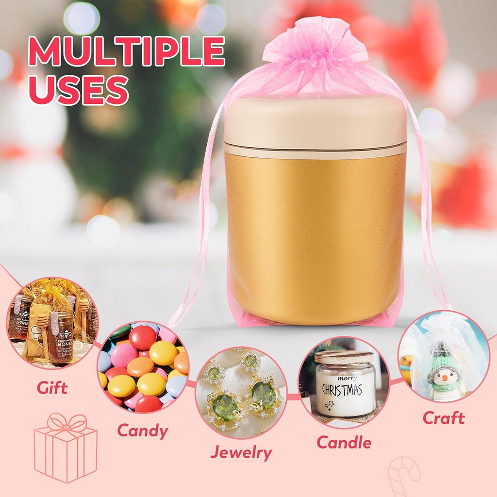 Crweety 50 Pcs White Organza Bags 6x9 Inches, Large Mesh Gift Bags Drawstring, Jewelry Pouches Candy Treat Sachet Mesh Bag Drawstring for Wedding Party Favors Baby Shower & Goodie Gifts
